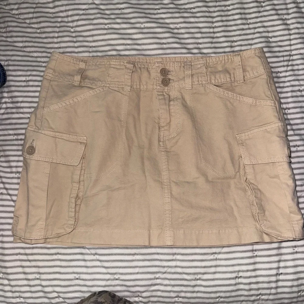 Brandy Melville Khaki Cargo Mini Skirt Tan Utility Y2K Low Rise‎ Streetwear